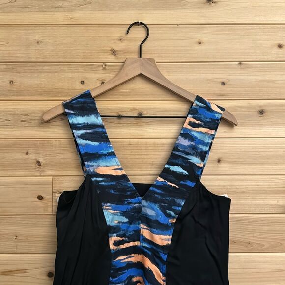 Maeve Anthropologie Size 4 V Neck Panel Tie Dye Colorblock Bar Back Maxi Dress - Picture 4 of 14